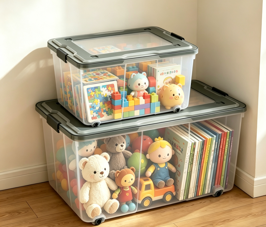 Stackable plastic storage containers